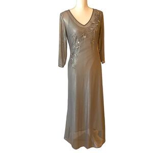 Reggio Silver Metallic Evening Dress Vintage  Size 8